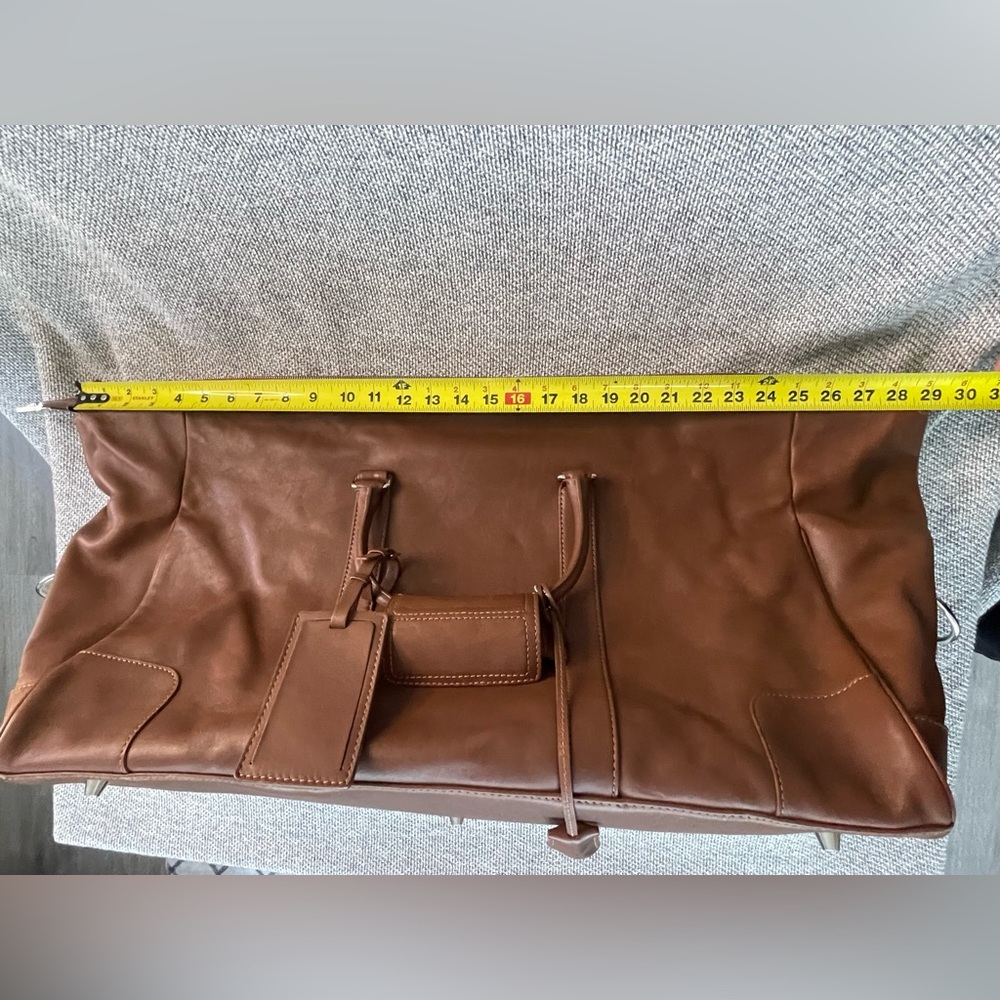 Coach Heavy Brown Leather Travel Duffel Bag with Coach Lock and Key - Picture 4 of 16